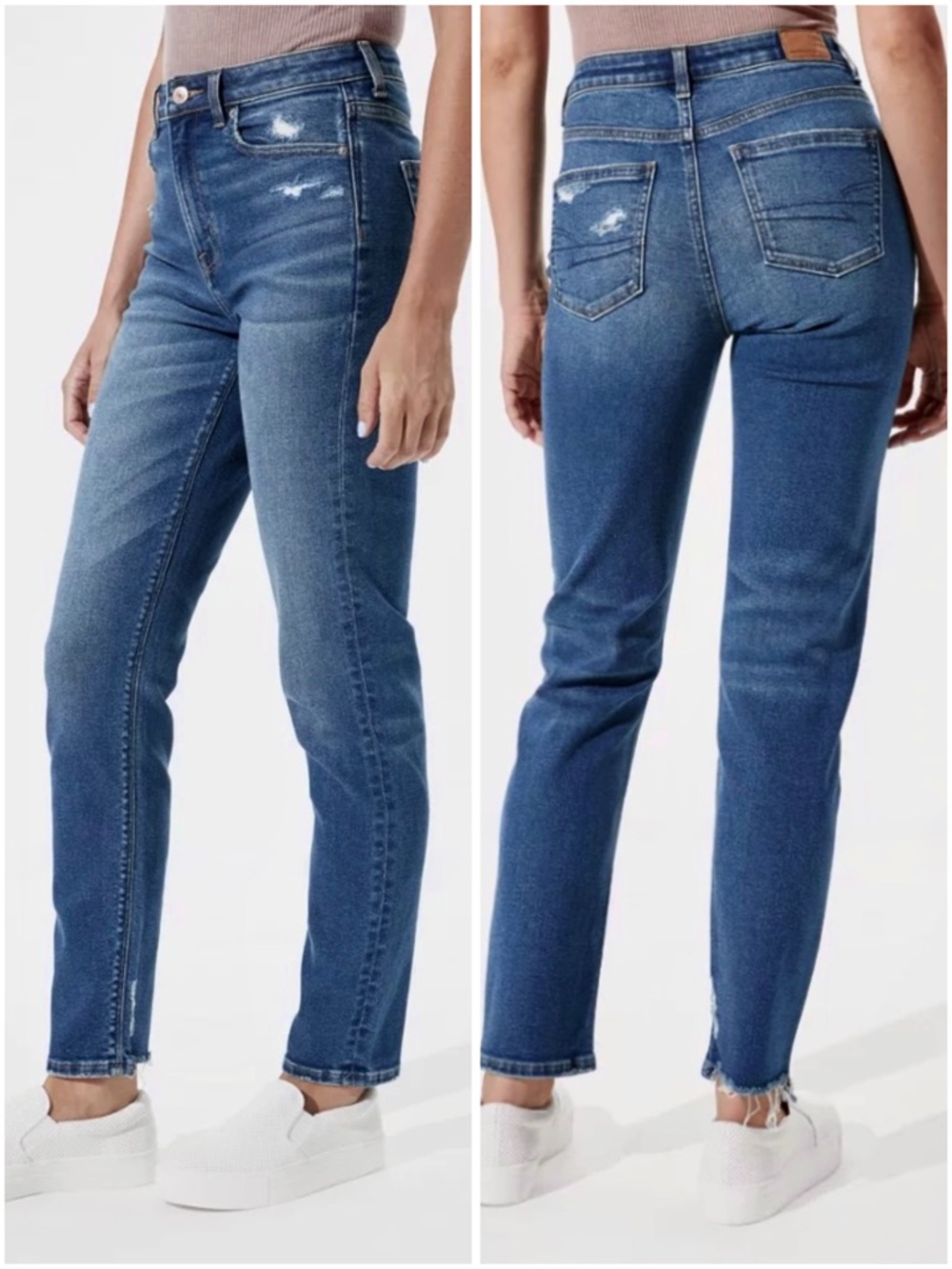 American Eagle Stretch Mom Jean Distressed High Waisted